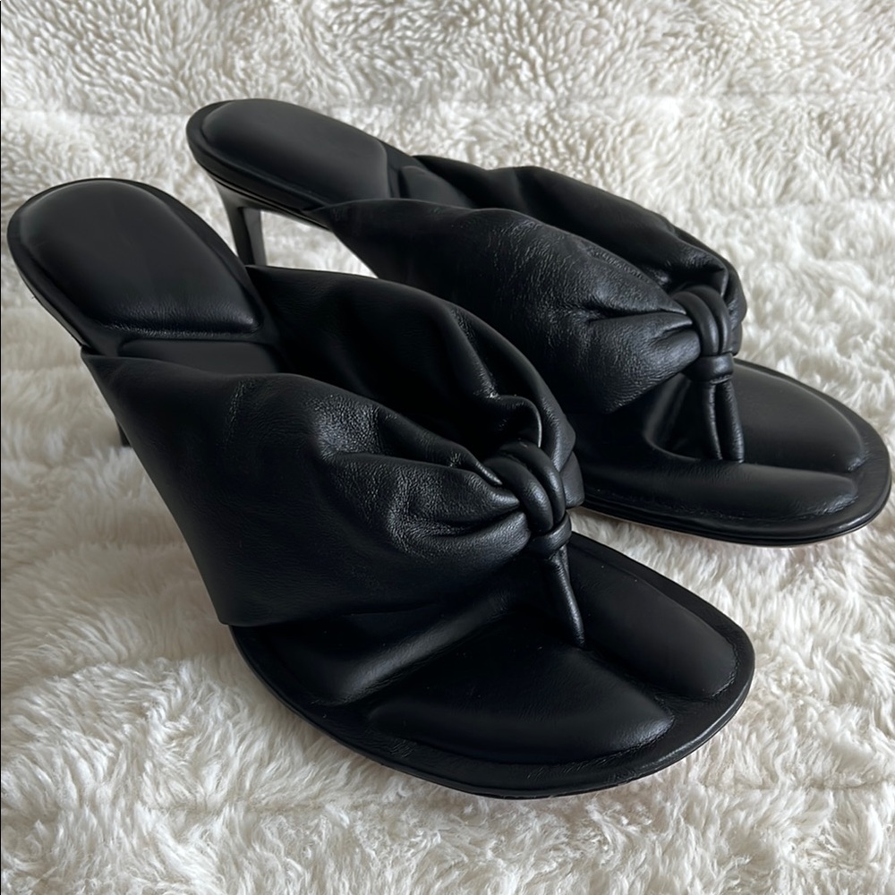 Jacquemus Black Leather Marathon Running Mules Size 39